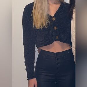 Urban Outfitters Black/Charcoal Cropped Cardigan